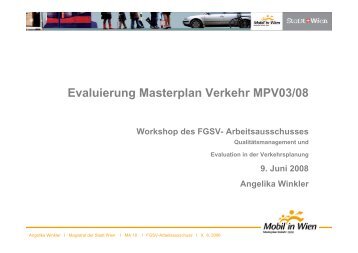 Evaluierung Masterplan Verkehr MPV03/08 - FGSV