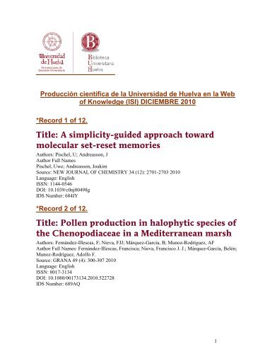 *Record 1 of 26 - Universidad de Huelva