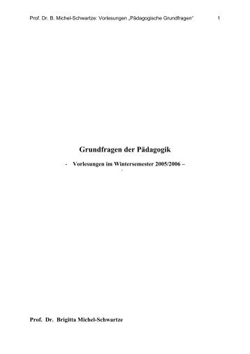 Grundfragen der Pädagogik - Hochschule Neubrandenburg