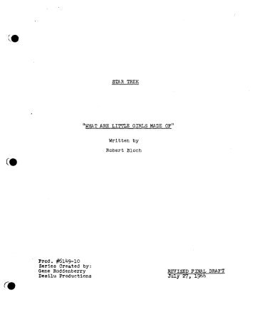 Star Trek: What Are Little Girls Made Of - Daily Script