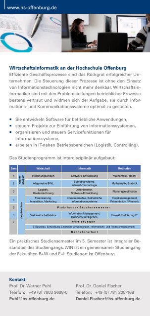 Wirtschaftsinformatik WIN - an der Hochschule Offenburg