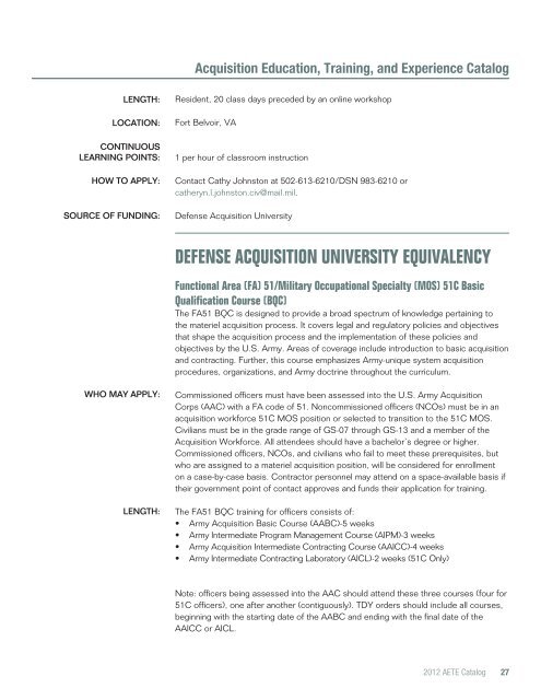 army acquisition education, training, & experience (aete)