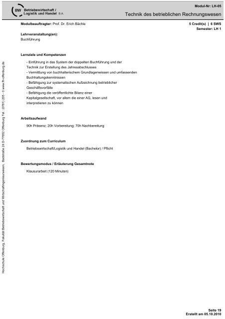 Modulhandbuch - an der Hochschule Offenburg