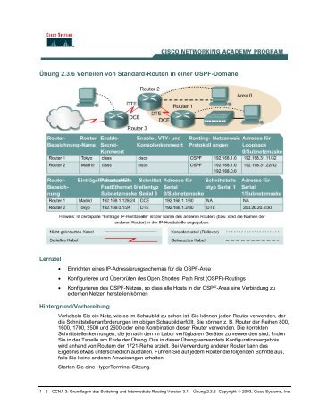 Übung 2.3.6 Verteilen von Standard-Routen in einer OSPF-Domäne