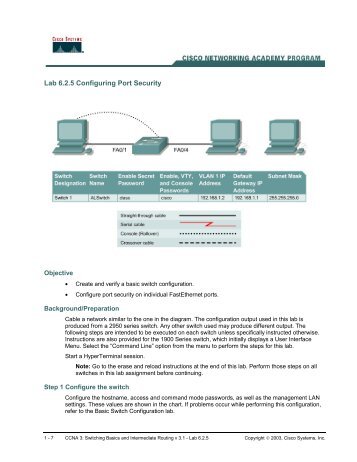 Lab 6.2.5 Configuring Port Security