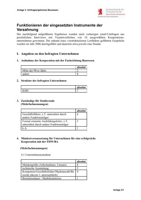 Abschlussbericht BLK-Projekt - Hochschule für Wirtschaft und Recht ...