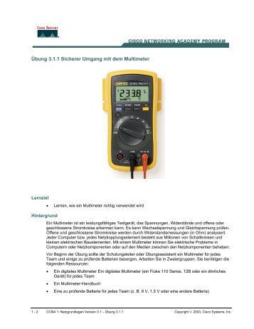 Übung 3.1.1 Sicherer Umgang mit dem Multimeter