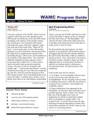 WAMC Program Guide - NPR Digital Services