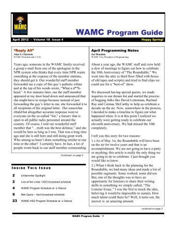 WAMC Program Guide - NPR Digital Services