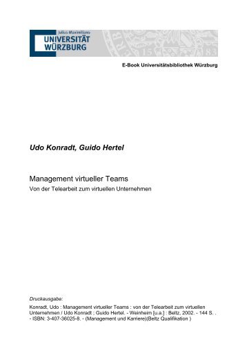 Udo Konradt, Guido Hertel Management virtueller Teams - OPUS