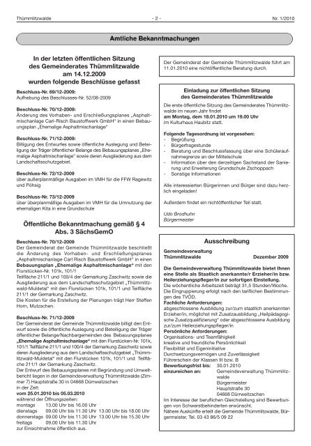 Informationsblatt - Gemeinde Thümmlitzwalde