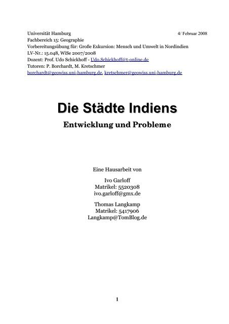 Die Städte Indiens Entwicklung und Probleme - TomBlog