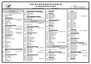 Telefonverzeichnis der Stadt Wertheim