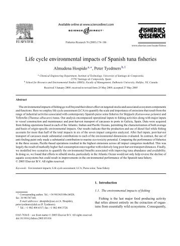 Life cycle environmental impacts of Spanish tuna fisheries