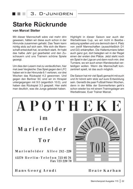 Sternchenpost Ausgabe 115 - FC Stern Marienfelde e.V.