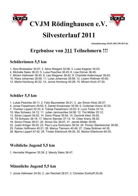 Ergebnisse Silvesterlauf 2011 Zusammenfassung als .pdf
