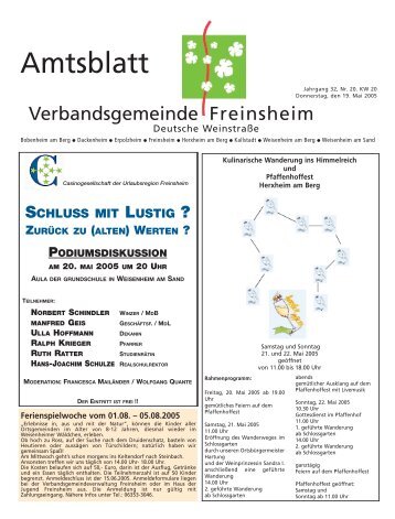 Amtsblatt - Verbandsgemeinde Freinsheim