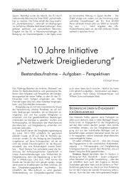 10 Jahre Initiative „Netzwerk Dreigliederung“ - Institut für soziale ...