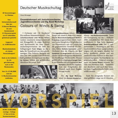 Zeitung der Clara schumann Musikschule - Margret von Conta