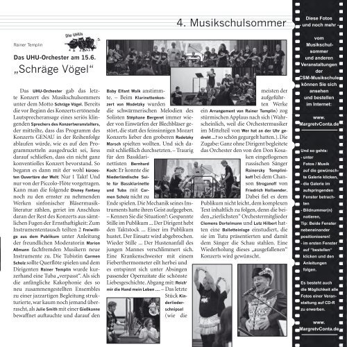 Zeitung der Clara schumann Musikschule - Margret von Conta