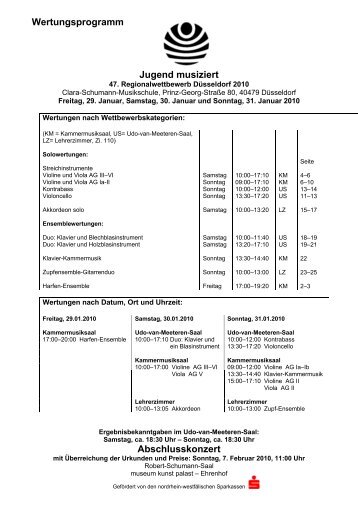 Wertungsprogramm Jugend musiziert Abschlusskonzert