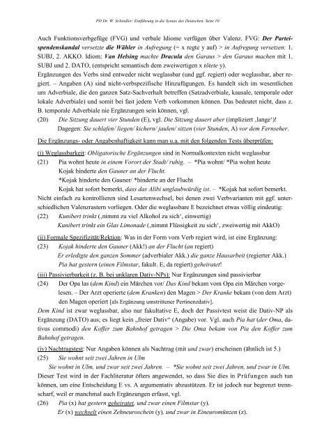 Handout Syntax 2011/2012 (pdf) - PD Dr. Wolfgang Schindler