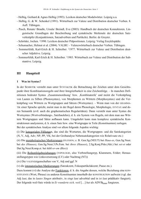 Handout Syntax 2011/2012 (pdf) - PD Dr. Wolfgang Schindler