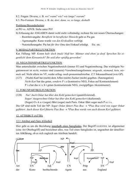 Handout Syntax 2011/2012 (pdf) - PD Dr. Wolfgang Schindler