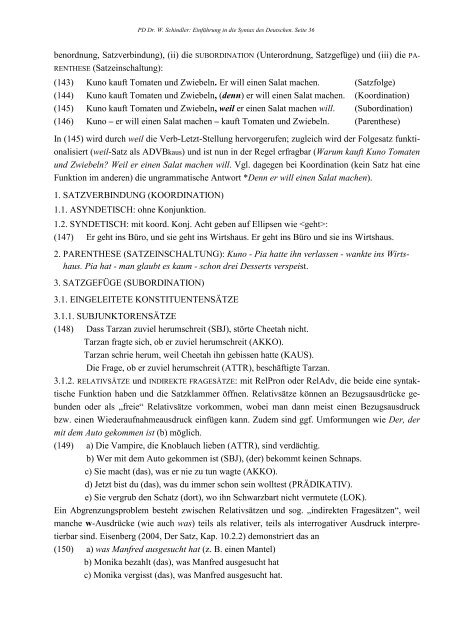 Handout Syntax 2011/2012 (pdf) - PD Dr. Wolfgang Schindler