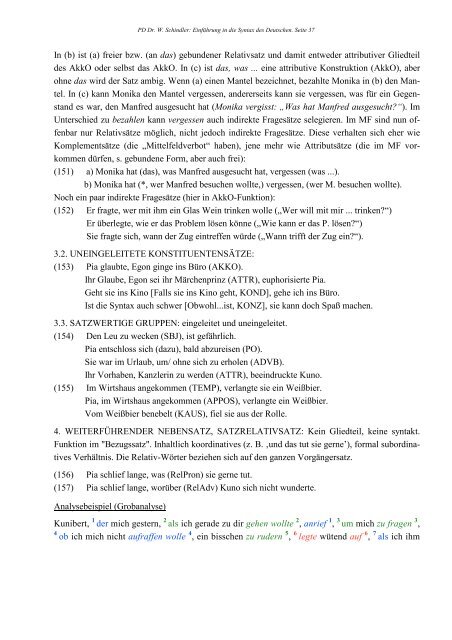 Handout Syntax 2011/2012 (pdf) - PD Dr. Wolfgang Schindler