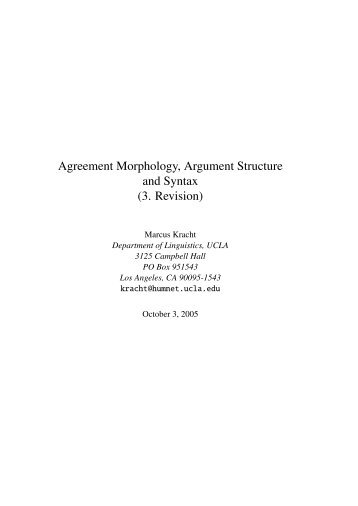 Agreement Morphology, Argument Structure and Syntax (3. Revision)
