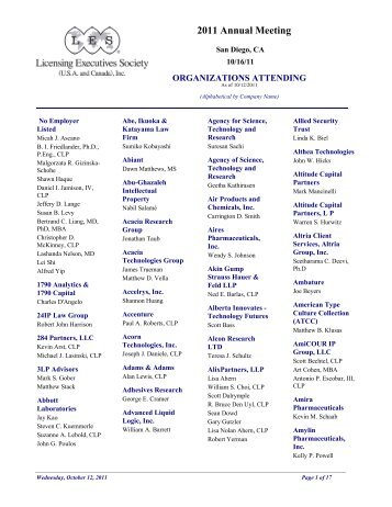 Registrant List - Licensing Executives Society USA and Canada