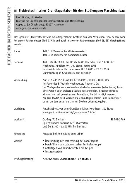 Erstsemesterheft 2011/12 - Fakultät für Maschinenbau - Leibniz ...