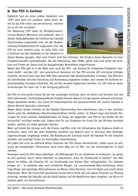 Erstsemesterheft 2011/12 - Fakultät für Maschinenbau - Leibniz ...