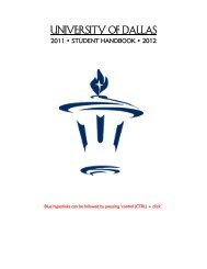 Student Handbook 2011/2012 - University of Dallas