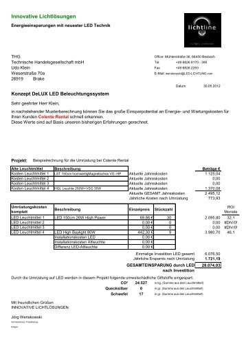 finden Sie eine Vergleichsrechnung zwischen Halogen ... - THG-Brake