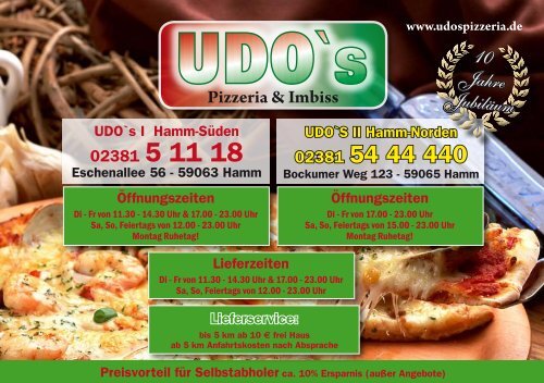 Speisekarte - Udos Pizzeria