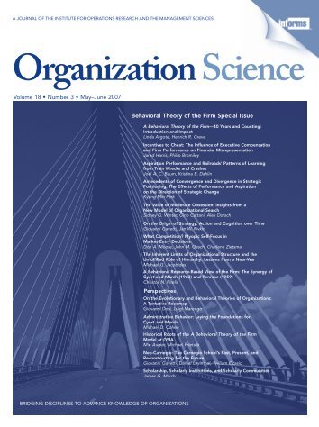 A Behavioral Theory of the Firm - Organization Science - Informs