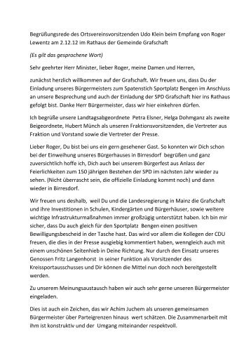 Begrüßung durch Udo Klein (pdf) - SPD Grafschaft