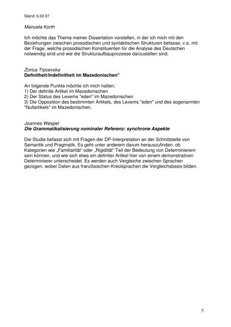 ILG-Workshop Prososynmorphsempragmatistik, Februar 2007