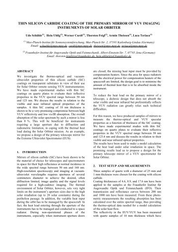 thin silicon carbide coating of the primary mirror - Max-Planck-Institut ...