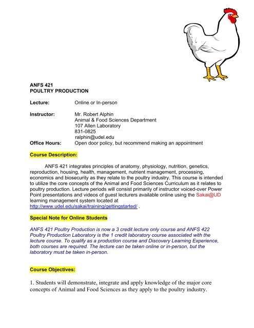 ANFS 421 Poultry Production