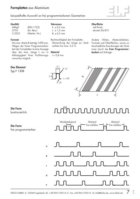 Formplatten aus Aluminium - Fielitz GmbH Leichtbauelemente