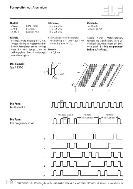 Formplatten aus Aluminium - Fielitz GmbH Leichtbauelemente