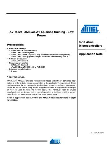 AVR1521: XMEGA-A1 Xplained training - Low ... - Atmel Corporation
