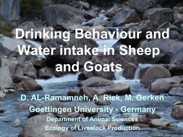 Drinking Behaviour and Water intake in Sheep and Goats - EAAP