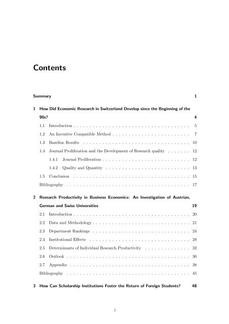 Four Essays on University Economics - KOPS - Universität Konstanz