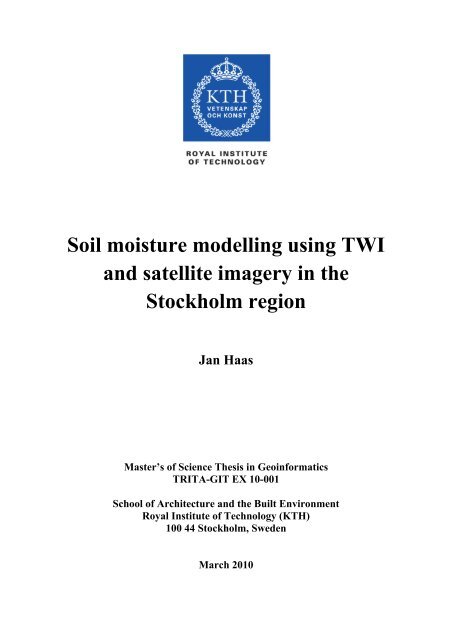 Soil moisture modelling using TWI and satellite imagery in the ... - KTH