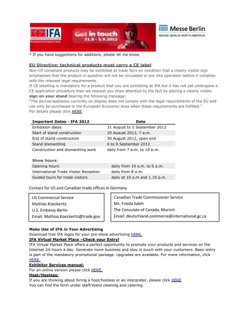 Contact For Us And Canadian Trade Offices In Germany Us