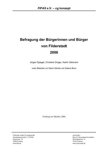 Befragung der Bürgerinnen und Bürger von ... - Stadt Filderstadt